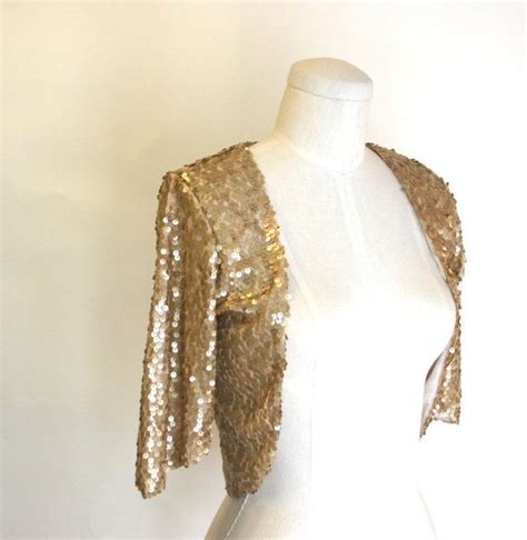 Monsoon gold shrug bolero cardigan cover up l large sparkle. Gold Sequined Bolero Shrug 3/4 sleeves | Fab dress ...