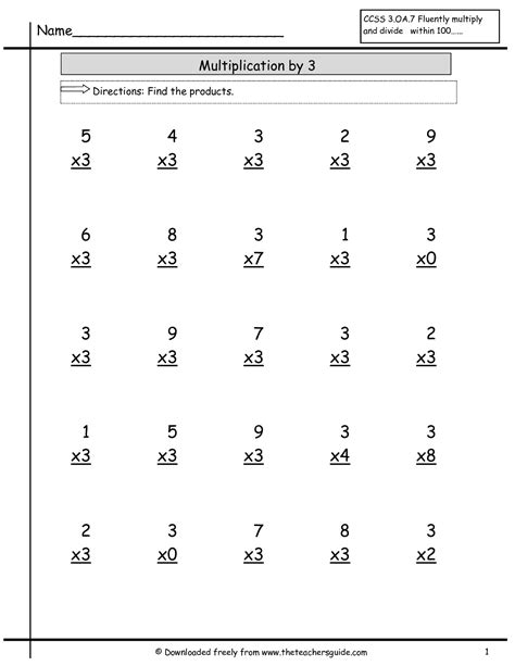 16 Multiplication 3s Worksheets Printable