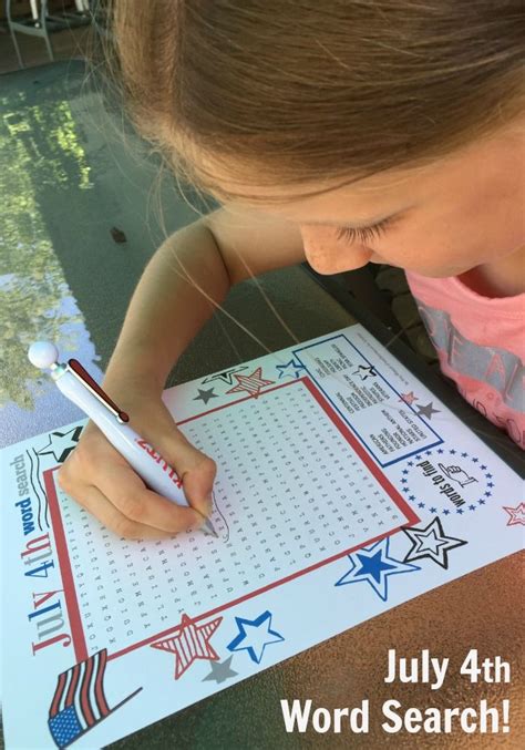 Superstar Celebration July 4th Word Search Printable July 4th