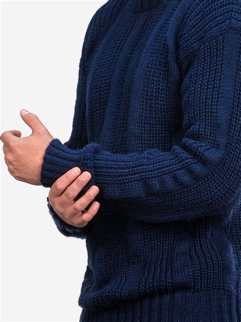 Inti Alpaca Thick Handmade Sweater For Men In Blue Alpaca Wool Winter