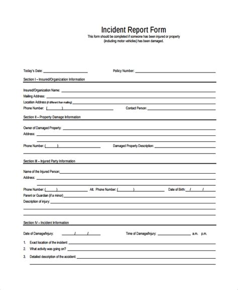 Customer Incident Report Form Template