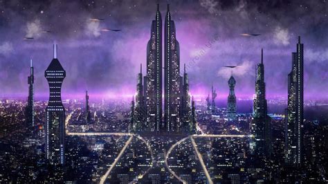 Science Fiction City Night View Good World Banner H5 Map Future City