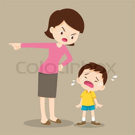 Mother Is Scolding Her Son And The Boy Stock Vector Colourbox