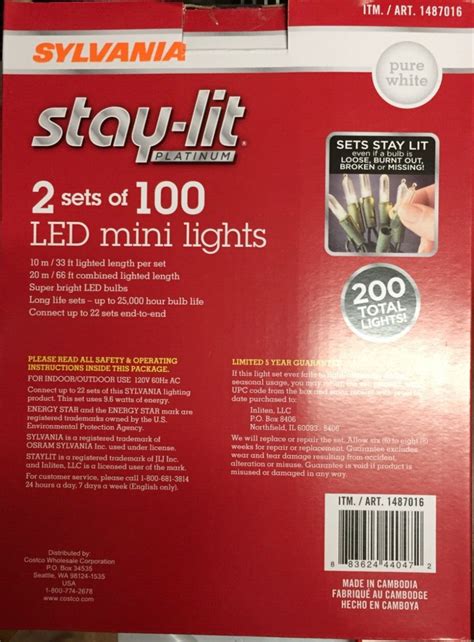 Sylvania Stay Lit Sets Of Mini Pure White Led Lights Total