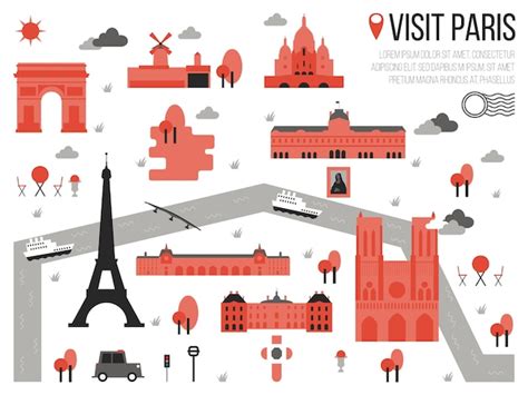 Premium Vector Visit Paris Map Illustration