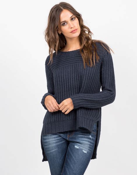 Hi Low Knit Sweater Chunky Sweater Knit Sweater 2020ave
