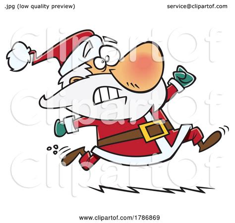 Cartoon Late Santa Claus Running By Toonaday 1786869