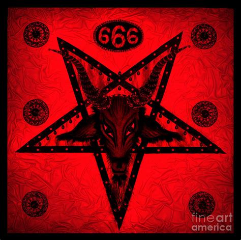 Baphomet Satanic Pentagram Black Red Painting By Sofia Goldberg