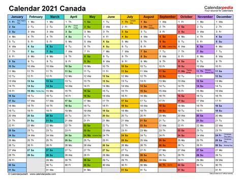 Canada Calendar 2021 Free Printable Excel Templates