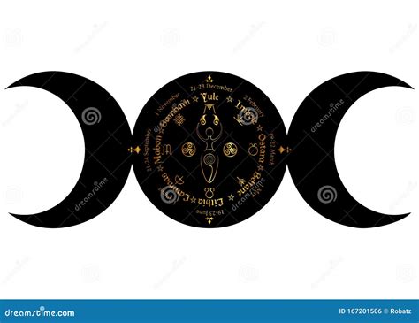 Black Triple Moon Wicca Pagan Goddess Wheel Of The Year Is An Annual