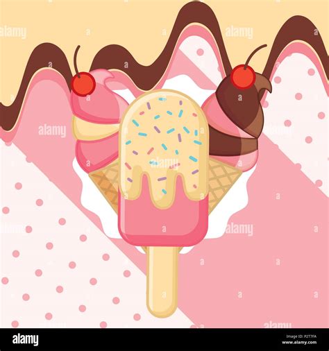 Rosa helado derretido helado etiqueta de diseño ilustración vectorial
