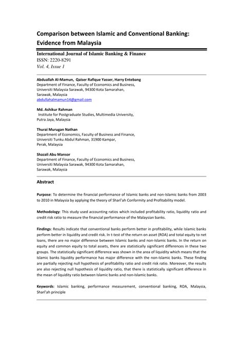 Of these studies, those concerning the comparison of efficiency between islamic and conventional banks in malaysia are meagre. (PDF) Comparison between Islamic and Conventional Banking ...