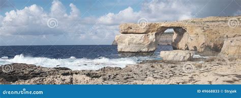 Azure Window Famous Stone Arch On Gozo Island Malta Stock Image