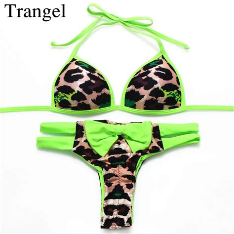 Trangel Swimwear Female Swimsuit Leopard Printed Swimwear Bikini Push