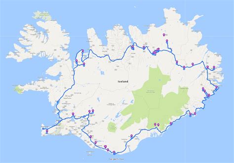 קרבן זבל חול Iceland Ring Road Attractions Map עייף המניה באופן מיוחד