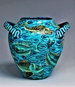 c. 1900 Ceramic Vase with painted design of swimming fish, attributed ...