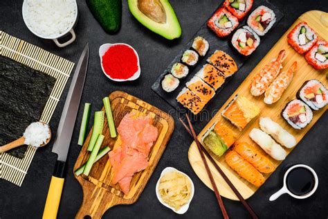 Sushi With Cooking Ingredients Stock Image Image Of Cuisine Ginger