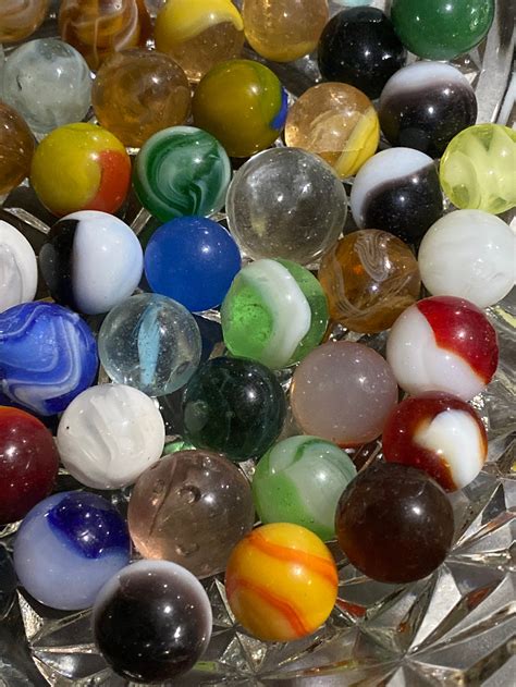 Lot Of Vintage Glass Marbles Etsy