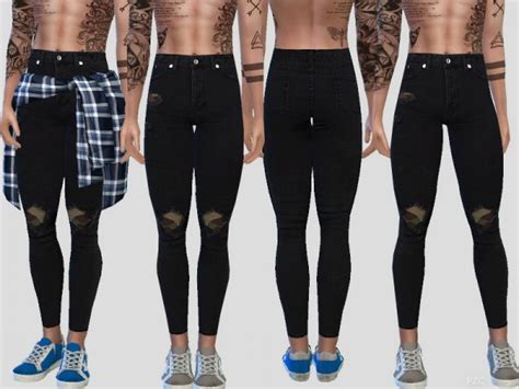 The Sims Resource Black Denim Camo Ripped 02 By