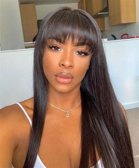 thriving hair glueless straight virgin human hair lace front wigs with bangs [v12 front46