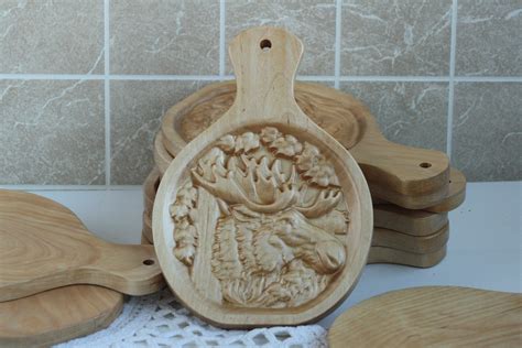 Carved Cutting Board Elk Eco Solid Wood Home Decor Country Etsy