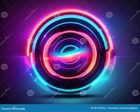 Luminous Loops Vibrant Neon Circle Light Show Stock Illustration