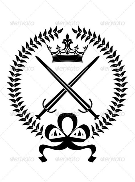 Black And White Vector Design Element Of A Royal Emblem With Crossed