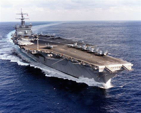 Starboard Bow View Of The Us Navy Usn Enterprise Class Aircraft