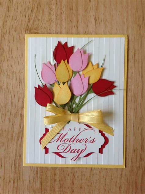 Handmade mothers day card ideas. Items similar to Stampin Up handmade happy mother's day card - bouquet of tulips on Etsy