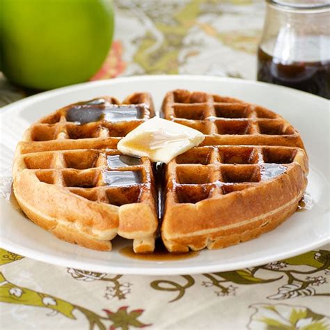 Apple Butter Waffles With Cinnamon Syrup Real Mom Kitchen Breakfast