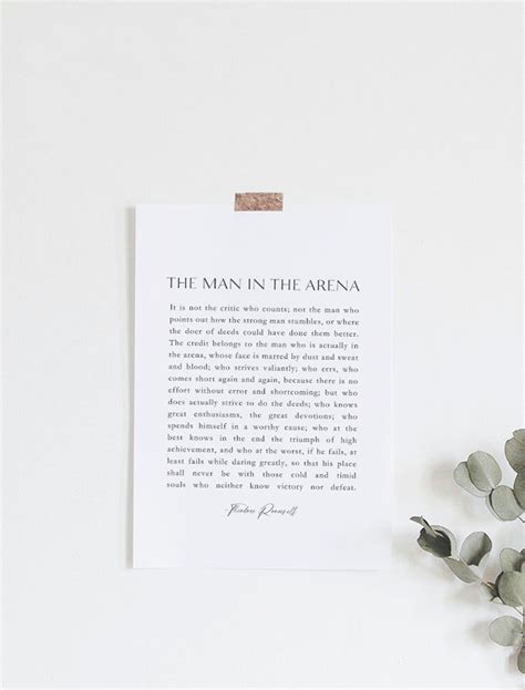 The Man In The Arena Print Inspirational Quote Theodore Etsy