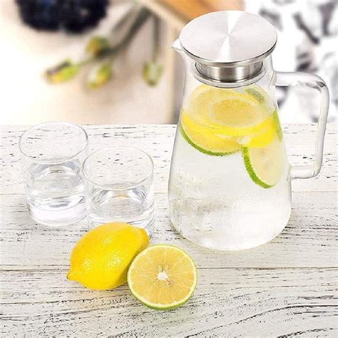 54oz Glass Pitcher With Lid Water Jug Hot Cold Ice Tea 【sale／79 Off】