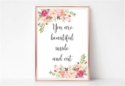 You Are Beautiful Inside And Out Sign Printable Girl Nursery Etsy