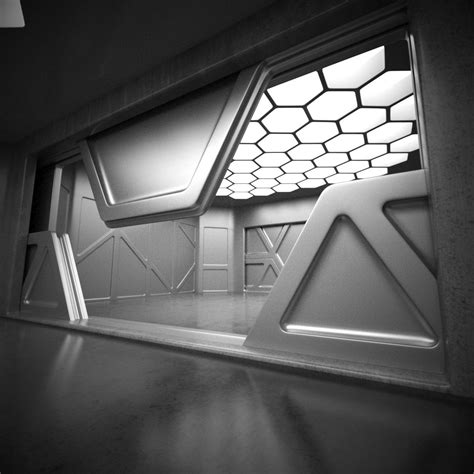 Sci Fi Interior 3d Model On Behance Spaceship Interior Futuristic