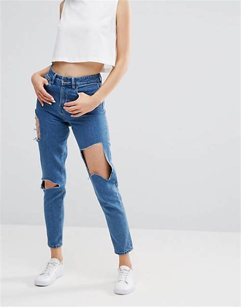 Waven Elsa Mom Jeans With Cut Away Asos