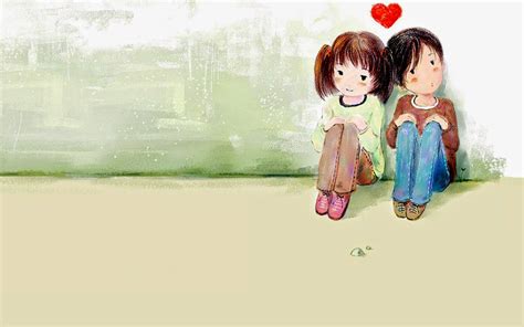 Download Boy Girl Sitting Together Love Drawings Wallpaper