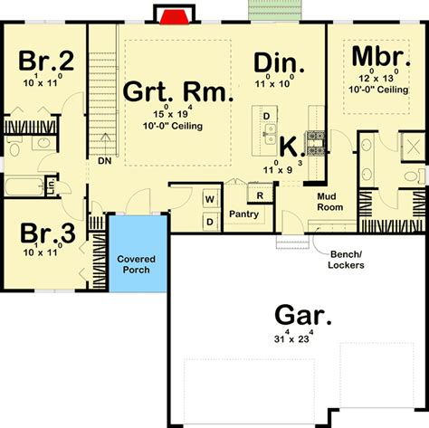 3 Bed Modern Farmhouse Ranch Home Plan 62732dj