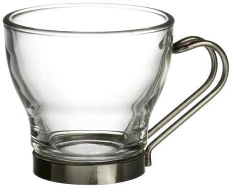 Bormioli Rocco Oslo Cappuccino Glass Cups 4 Set 7 5 Oz Tempered Glass Ergonomic Stainless