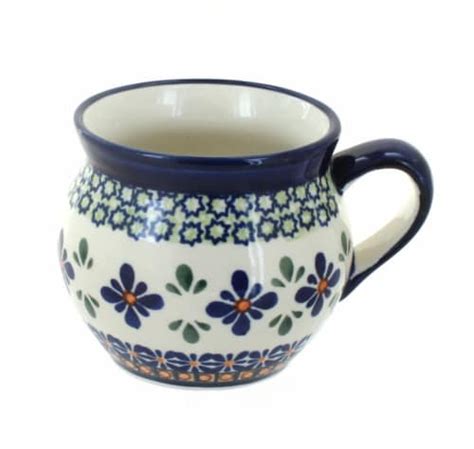 Blue Rose Polish Pottery Mosaic Flower Medium Bell Shape Mug 1 Smith