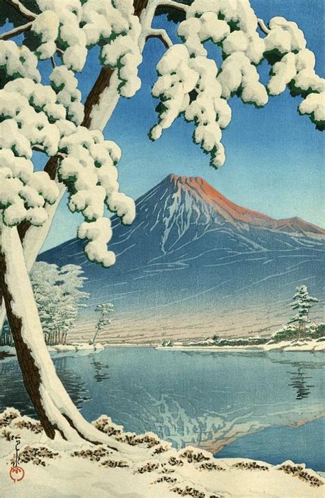 Japanese Art Print Clearing After A Snowfall On Mt Fuji Tagonoura