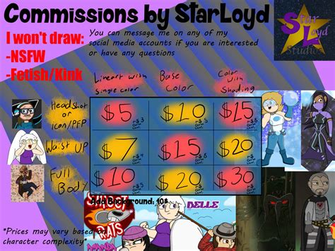 Commissions Sheet By Starloyd424 On Deviantart