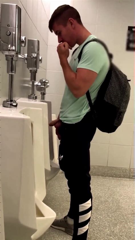 urinal spy uncut dick and balls out pissing…