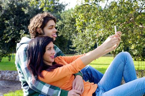 Couple Taking Picture With Iphone Stock Image Image Of Couple