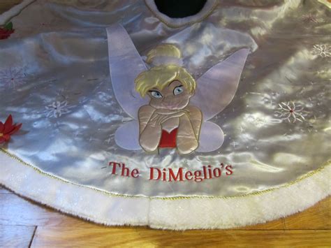 Tinkerbell personalized tree skirt | Personalized tree skirt, Personalized tree, Disney christmas