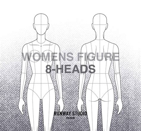 Womens 8 Head Figure Template Fashion Vector Sketch Etsy Uk