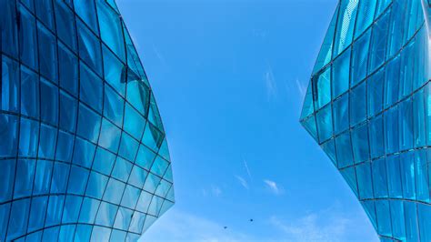 Download Wallpaper 3840x2160 Building Bottom View Architecture Glass Sky Blue 4k Uhd 16 9