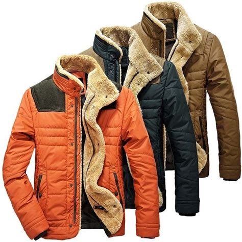 Mens Warm Jackets Parka Outerwear Fur Collar Winter Padded Coat