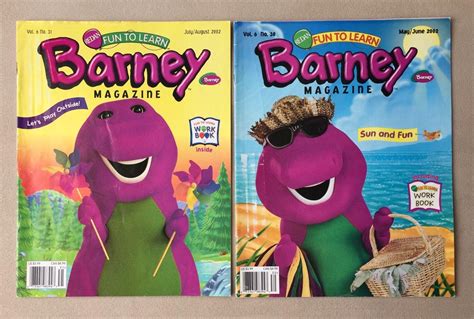 Lot 5 Barney Purple Dinosaur Fun To Learn Magazine 2002 Volume 6 Issue