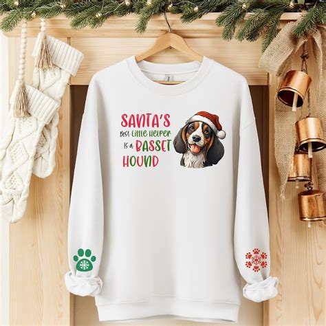 Santas Best Little Help Is A Basset Hound Sweater Etsy Uk