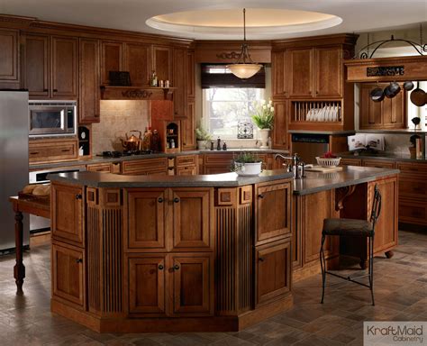 Whether you're trying to find kraftmaid kraftmaid cabinets shades consist of chestnut, cinnamon, hazel, slate and more, as well as kraftmaid closet dimensions vary significantly so you. The large, multi-tiered island is the focus of this ...